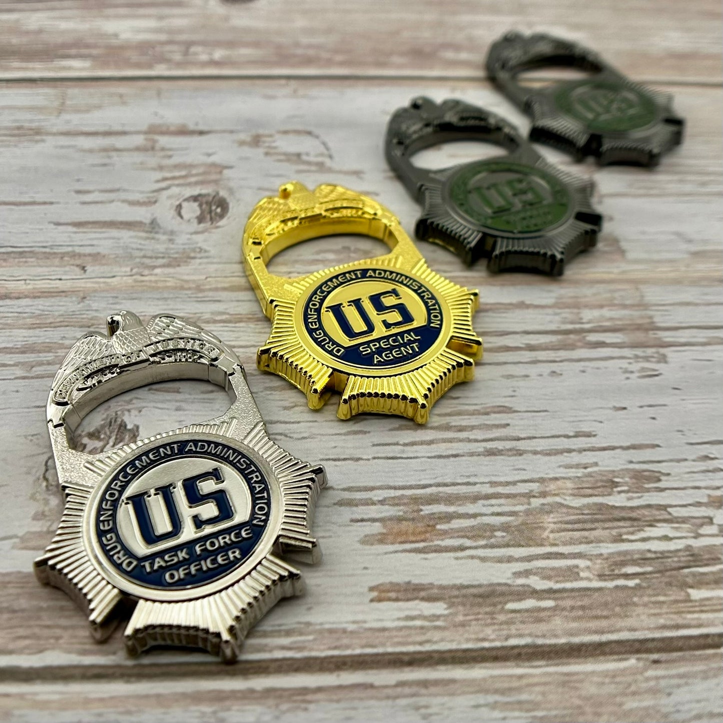 DEA Task Force Officer (TFO) Badge/St. Michael Bottle Opener Challenge Coin (2 Variants)