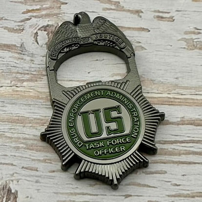 DEA Task Force Officer (TFO) Badge/St. Michael Bottle Opener Challenge Coin (2 Variants)