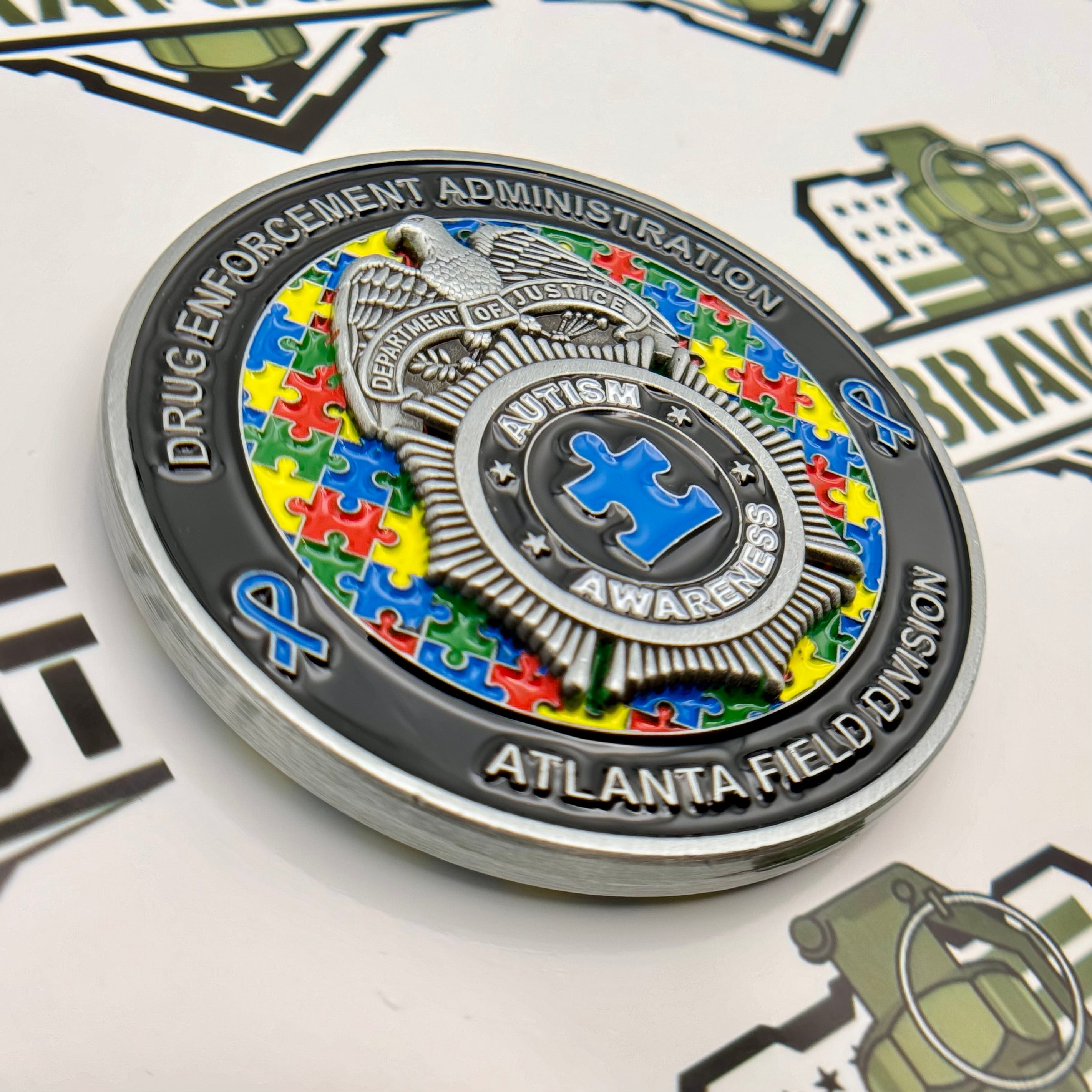 Dea Coin DEA Atlanta Autism Awareness Challenge Coin – Bravo Out