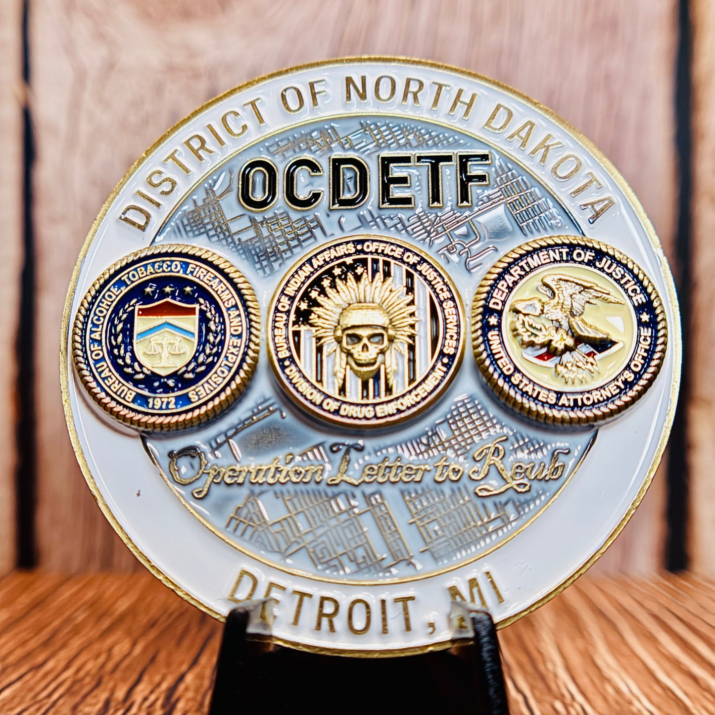 Alcohol, Tobacco, and Firearms (ATF),  Bureau of Indian Affairs (BIA), District of North Dakota, OCDETF Operation "Letter to Reub" Challenge Coin