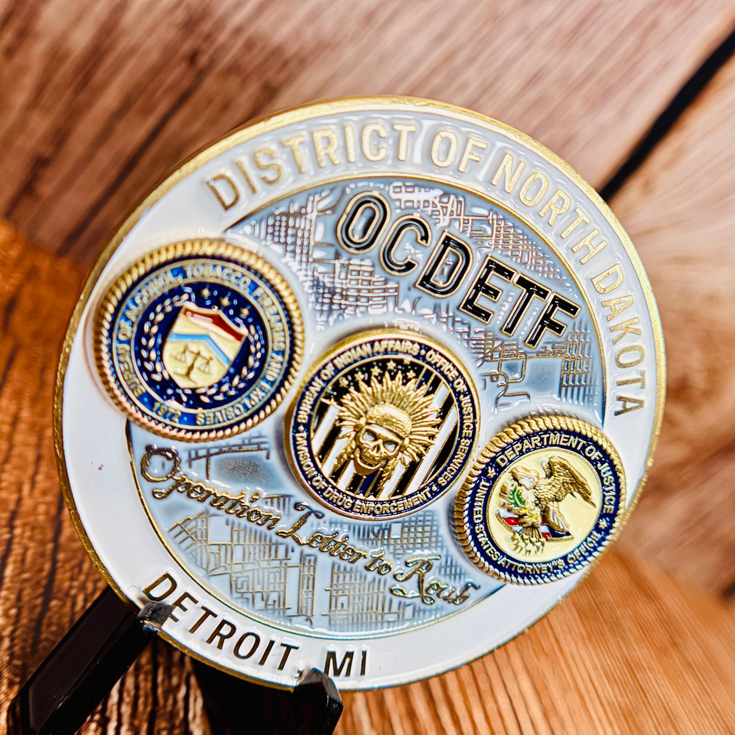 Alcohol, Tobacco, and Firearms (ATF),  Bureau of Indian Affairs (BIA), District of North Dakota, OCDETF Operation "Letter to Reub" Challenge Coin