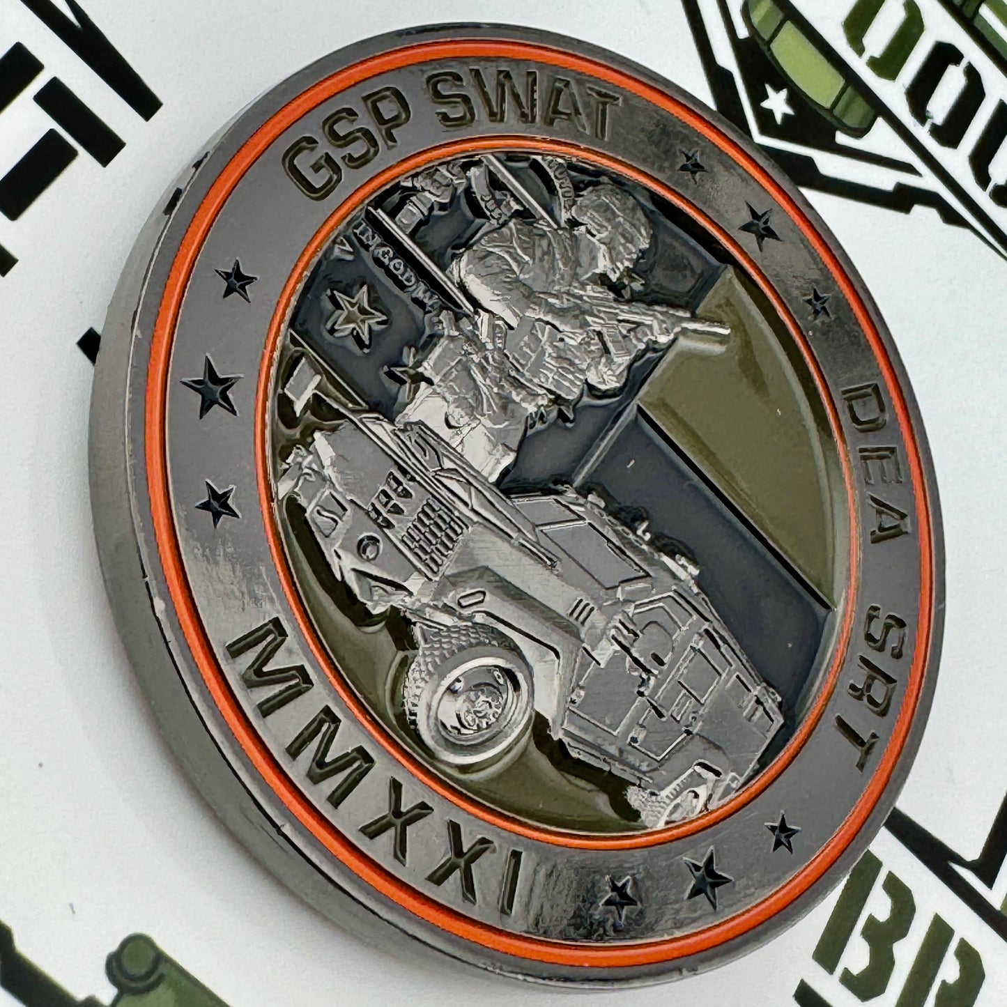 The OG DEA SRT/GSP SWAT - Joint Unit Coin - New Black Nickel Variant