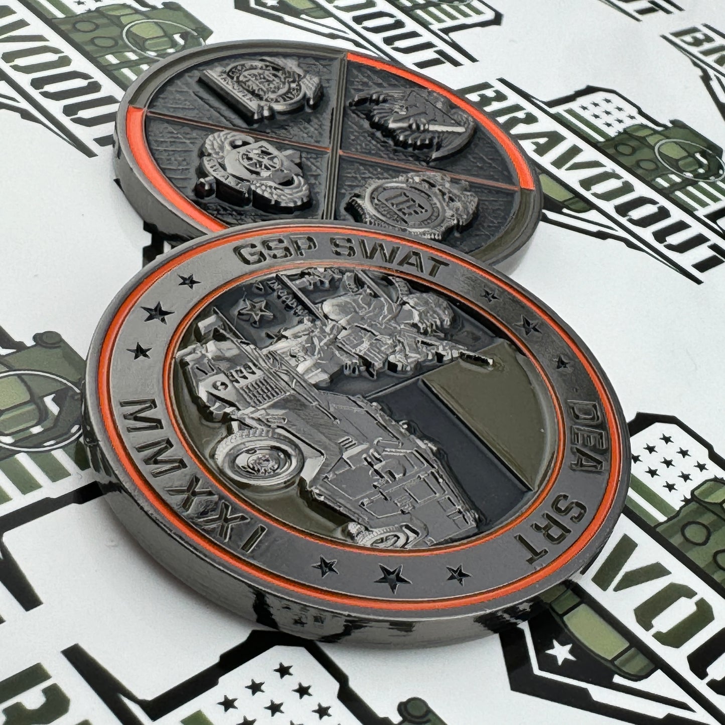 The OG DEA SRT/GSP SWAT - Joint Unit Coin - New Black Nickel Variant